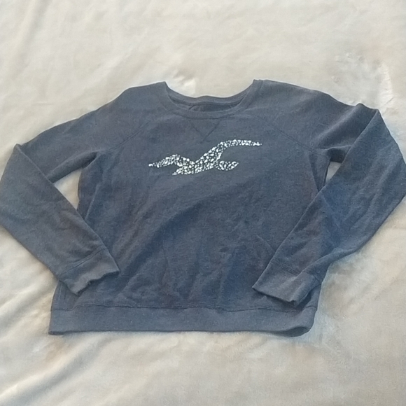 Hollister Tops - Hollister Grey Pullover Sweatshirt Beaded Logo